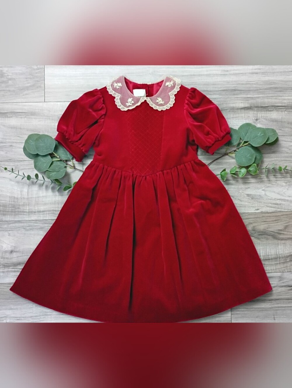 Vintage Laura Ashley Red Velvet Dress